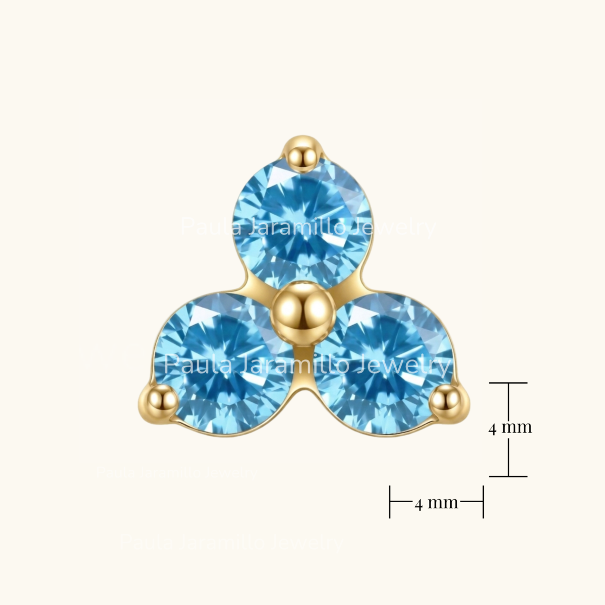 PIERCING MINI TREBOL CELESTE