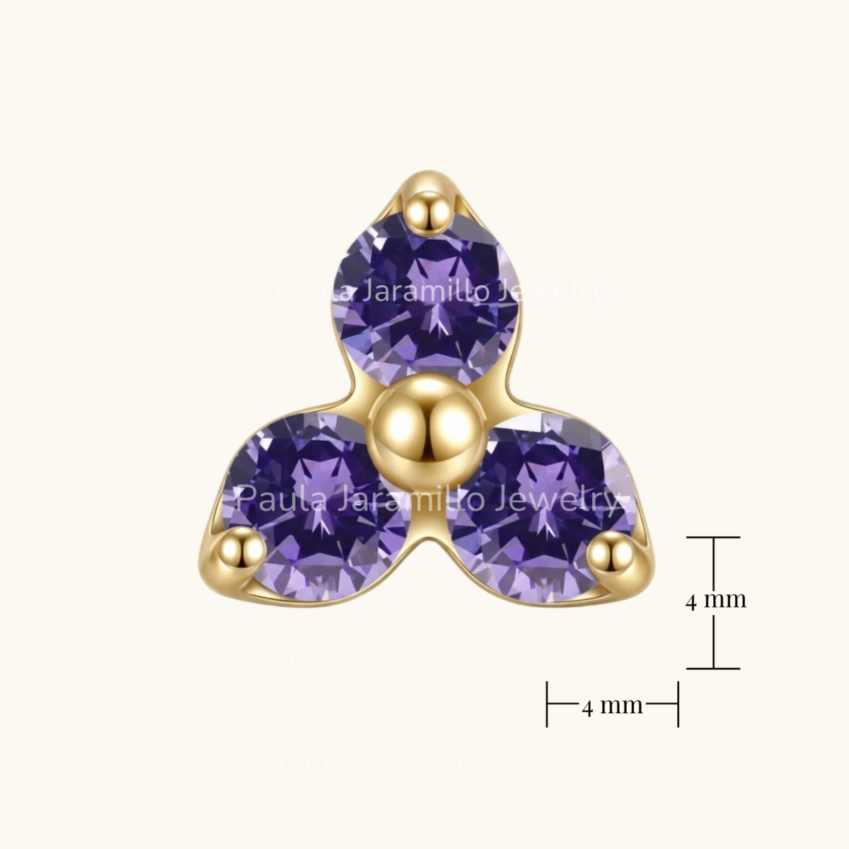 PIERCING MINI TREBOL LILA